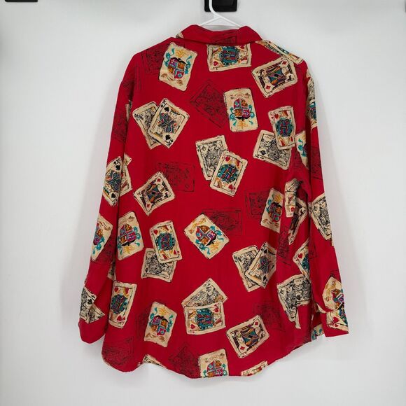 Diane Von Furstenberg Vintage Silk Blouse Button Up Playing Cards Vegas Size M/L - Picture 6 of 10